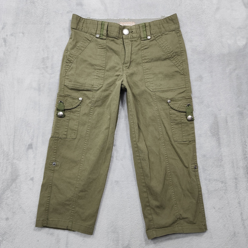 Victory Outfitters Pants Womens 8 Green Cargo Twill Capri Crop Straight Stretch